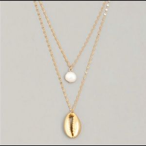 Seaside Layered Necklace 18k Saltwater Pearl